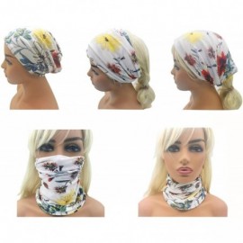 Skullies & Beanies Flower Printed Beanie Women Turban Headband Chemo Cap - 2 Pack Set 19 - CK18WLL77NW $16.27