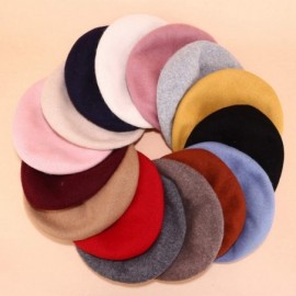 Berets Women's Retro British-Style Solid Color Beret - Gray - C218WWL54EM $10.90