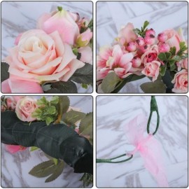 Headbands Adjustable Flower Crown Headband - Flower Headband for Women Girl Floral Festival Wedding Party Wreath - Pink-2 - C...