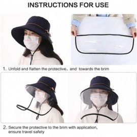 Sun Hats Womens UPF50+ Linen/Cotton Summer Sunhat Bucket Packable Hats w/Chin Cord - CA18SQ04X8A $28.48