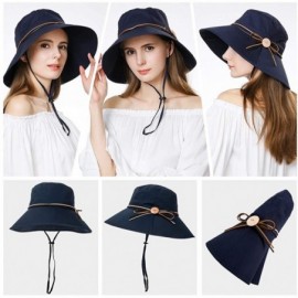 Sun Hats Womens UPF50+ Linen/Cotton Summer Sunhat Bucket Packable Hats w/Chin Cord - CA18SQ04X8A $28.48