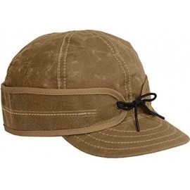 Newsboy Caps Waxed Cotton Cap - Lightweight Fall Hat with Earflaps - Field Tan - CL115X29OB3 $52.90