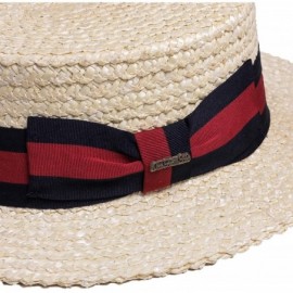 Sun Hats Men's Classic Straw Braid Boater Hat - Natural/ Black/ Red - CF18XYMH86X $35.83