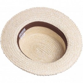 Sun Hats Men's Classic Straw Braid Boater Hat - Natural/ Black/ Red - CF18XYMH86X $35.83