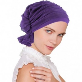 Skullies & Beanies The Abbey Cap in Ruffle Fabric Chemo Caps Cancer Hats for Women - 07- Ruffle Purple - CC11BEY9H6L $28.01