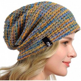 Berets Women's Slouchy Beanie Knit Beret Skull Cap Baggy Winter Summer Hat B08w - Blue/Yellow/Purple - CI18UATR4Y2 $12.29