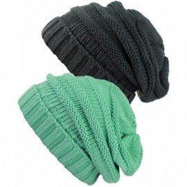 Skullies & Beanies Oversized Baggy Slouchy Thick Winter Beanie Hat - Melange Gray & Mint - CT1869EYX64 $16.12