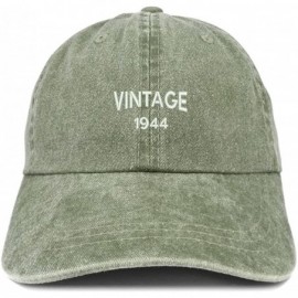 Baseball Caps Small Vintage 1944 Embroidered 76th Birthday Washed Pigment Dyed Cap - Olive - CS18C6QT2UT $15.06