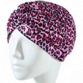 Skullies & Beanies Shiny Turban Hat Headwraps Twist Pleated Hair Wrap Stretch Turban - Pink Leopard - CN199IHNM9C $9.63