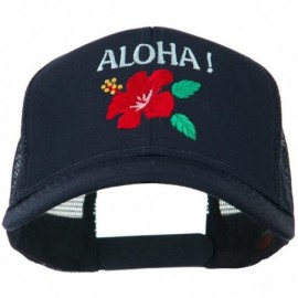 Baseball Caps Hawaii State Flower with Aloha Embroidered Trucker Cap - Blue - C311LJVFS3P $40.34