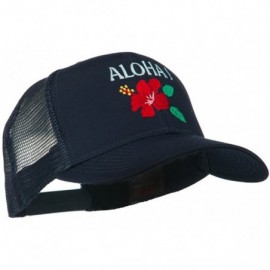 Baseball Caps Hawaii State Flower with Aloha Embroidered Trucker Cap - Blue - C311LJVFS3P $17.68