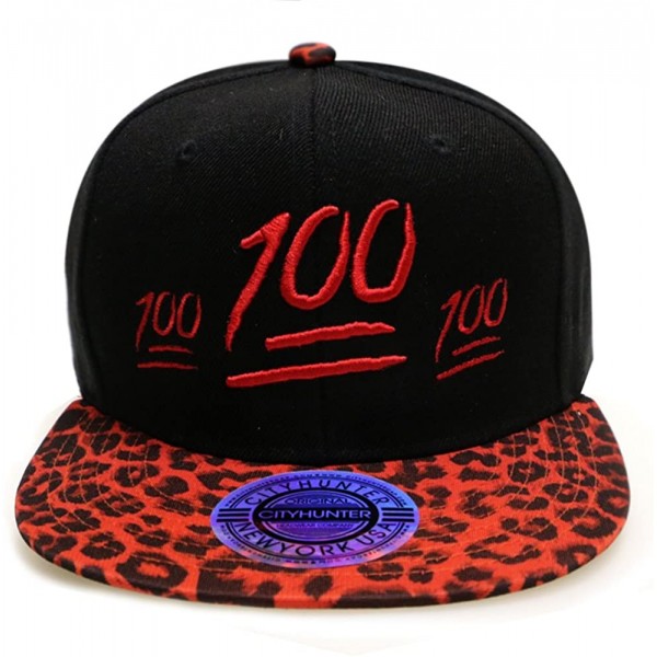 Baseball Caps Leopard Emoji 100 Snpaback Caps - Black/Red - C011VMRNP8V $14.77