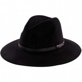 Fedoras Wide Brim Wool Fedora Hat Men Women Felt Hats Outback Panama Crushable Caps Great - Black - CZ18IISDY00 $33.71