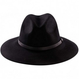 Fedoras Wide Brim Wool Fedora Hat Men Women Felt Hats Outback Panama Crushable Caps Great - Black - CZ18IISDY00 $19.32