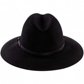 Fedoras Wide Brim Wool Fedora Hat Men Women Felt Hats Outback Panama Crushable Caps Great - Black - CZ18IISDY00 $19.32