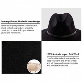 Fedoras Wide Brim Wool Fedora Hat Men Women Felt Hats Outback Panama Crushable Caps Great - Black - CZ18IISDY00 $19.32