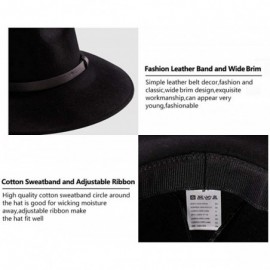 Fedoras Wide Brim Wool Fedora Hat Men Women Felt Hats Outback Panama Crushable Caps Great - Black - CZ18IISDY00 $19.32