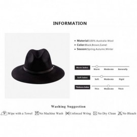 Fedoras Wide Brim Wool Fedora Hat Men Women Felt Hats Outback Panama Crushable Caps Great - Black - CZ18IISDY00 $19.32