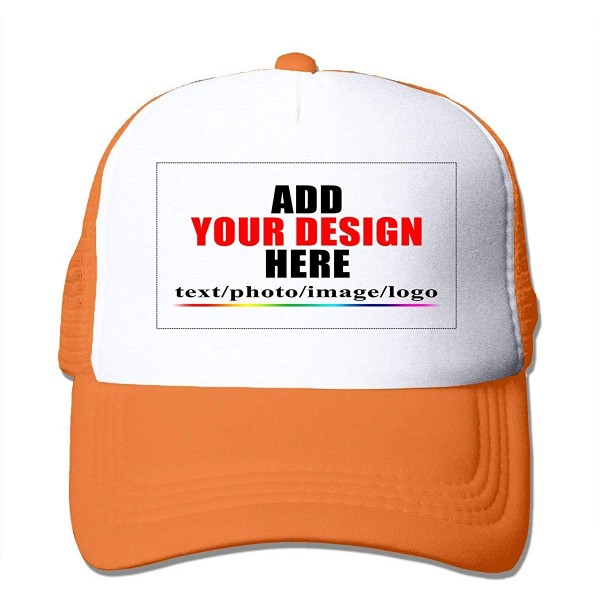 Baseball Caps Custom Baseball Caps- Design Your Own Hat- Team Photo Text Logo Graphic Print - Mesh Orange - CV18U8YSIN2 $11.06