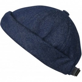 Skullies & Beanies Howels Denim Cotton Short Beanie Strapback Casual Hat Soft Cap - Dark Blue - CB188Q6TCEL $23.01