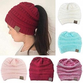 Skullies & Beanies Women Fashion Casual Crochet Knit Hats Skullies Beanie Hat Winter Warm Cap Skullies & Beanies - Blue - CW1...