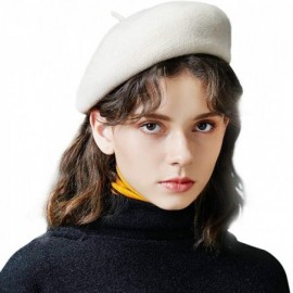Berets Merino Wool Berets for Women Girls- Classic Plain French Style Artist Hat Gift - 1white - 86.6% Merino Wool - CQ18YDUE...
