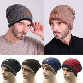 Skullies & Beanies Mens Slouchy Beanie Hat Trendy Warm Chunky Soft Stretch Cable Knit Winter Christmas Sport Fleece Cap - Dar...