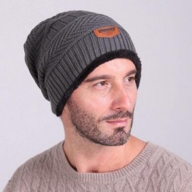 Skullies & Beanies Mens Slouchy Beanie Hat Trendy Warm Chunky Soft Stretch Cable Knit Winter Christmas Sport Fleece Cap - Dar...