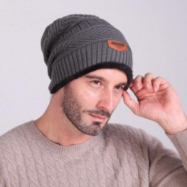 Skullies & Beanies Mens Slouchy Beanie Hat Trendy Warm Chunky Soft Stretch Cable Knit Winter Christmas Sport Fleece Cap - Dar...