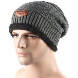 Skullies & Beanies Mens Slouchy Beanie Hat Trendy Warm Chunky Soft Stretch Cable Knit Winter Christmas Sport Fleece Cap - Dar...
