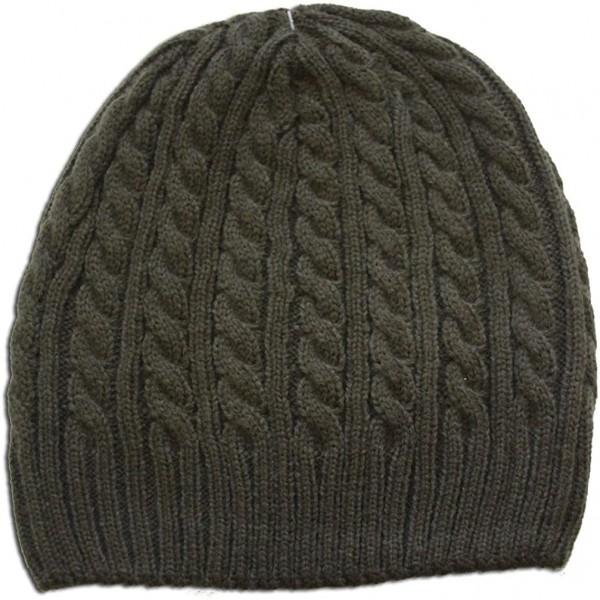 Skullies & Beanies Twister Skully Cable Beanie - Olive - CA11HH9I0YH $13.14