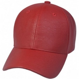 Baseball Caps PU Leather Plain Baseball Cap - Unisex Hat for Men & Women - Adjustable & Structured for Max Comfort - Red - CP...