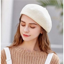 Berets Merino Wool Berets for Women Girls- Classic Plain French Style Artist Hat Gift - 1white - 86.6% Merino Wool - CQ18YDUE...