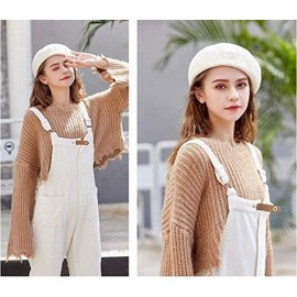 Berets Merino Wool Berets for Women Girls- Classic Plain French Style Artist Hat Gift - 1white - 86.6% Merino Wool - CQ18YDUE...