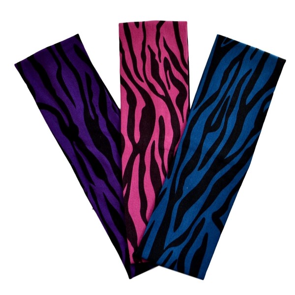 Headbands Set of 3 2.5 Inch Zebra Print Cotton Stretch Headband (Pink/Purple/Blue) - Pink/Purple/Blue - CN11CRLJC6Z $9.97