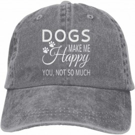 Baseball Caps Women Denim Hats Dogs Make Me Happy You Not So Much Baseball Caps Adjustable - Gray - CB196YYG0SS $22.15
