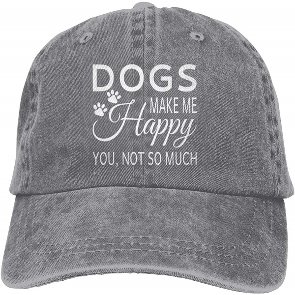 Baseball Caps Women Denim Hats Dogs Make Me Happy You Not So Much Baseball Caps Adjustable - Gray - CB196YYG0SS $9.15
