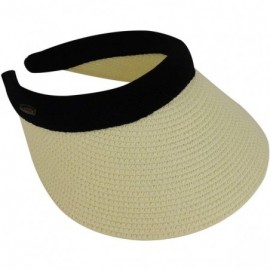 Visors Braided 4 Inch Toyo Brim Clip On Visor with Sweatband - Off White - CX18T6QU7R5 $22.80