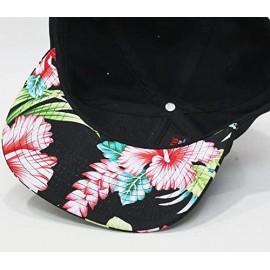 Baseball Caps Premium Plain Cotton Twill Adjustable Flat Bill Snapback Hats Baseball Caps - Hawaiian/Black/Black - CD186DZM3Y...