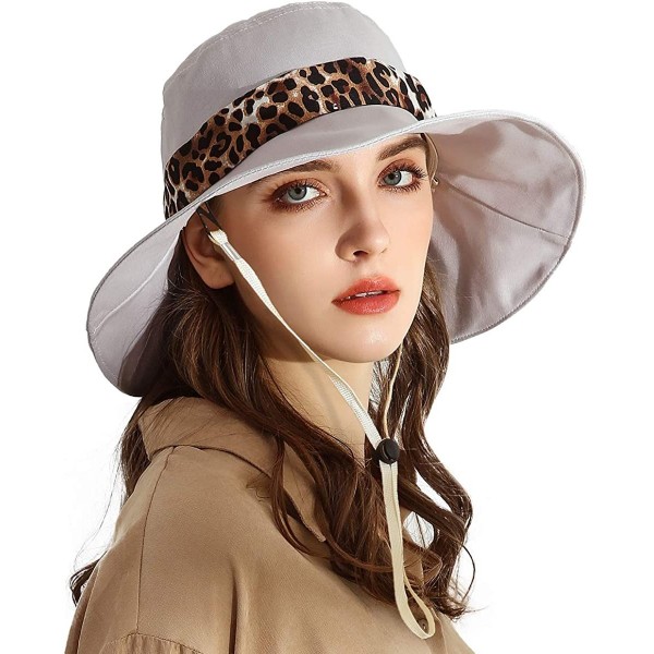 Sun Hats Cotton Packable Summer Protection Foldable - Leopard Print-light Grey - C8196Y0G8T9 $13.30