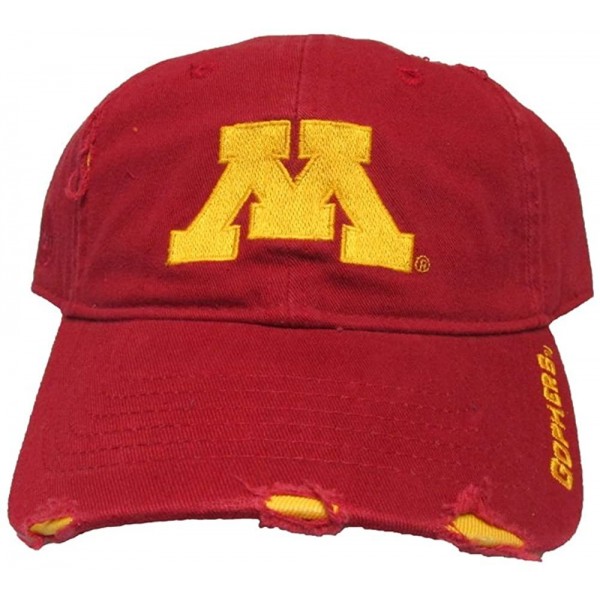 Baseball Caps University of Minnesota Golden Gophers Distressed College Team Strap Back Dad Hat Cap - CI12EKY06V1 $23.65