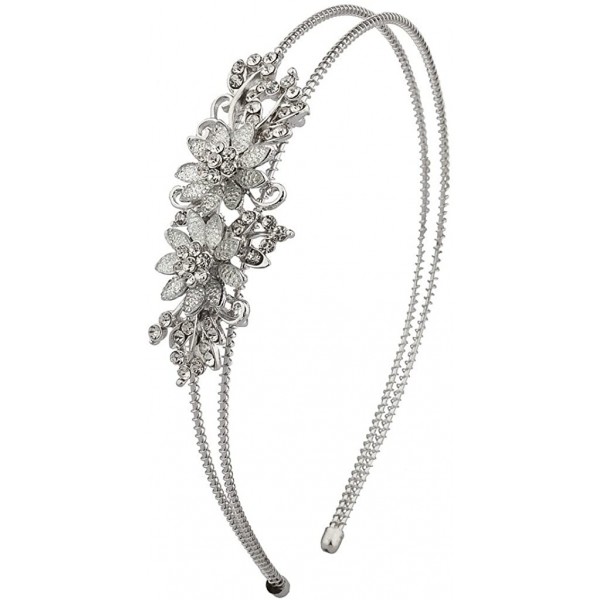 Headbands Caviar Floral Flower Pave Crystal Stretch Bride Bridal Bridesmaid Wedding Headband. - SILVER/CRYSTAL - C9127ZWWH71 ...