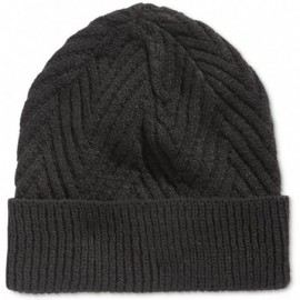 Skullies & Beanies Mens Herringbone Knit Beanie Hat - Black - C4183L4U323 $22.12