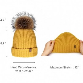 Skullies & Beanies Winter Beanie Hats Cute Pom Pom Hat Knit Hat Soft Warm Ski Caps for Women、Girl - Black Yellow(2pcs)) - CK1...