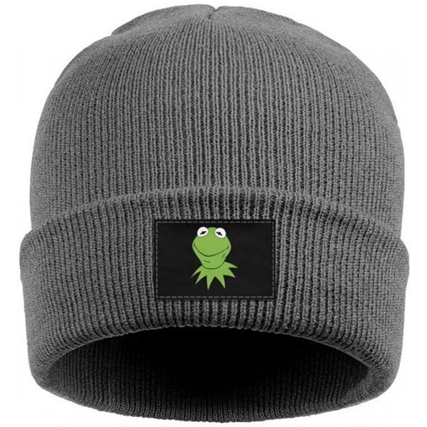 Skullies & Beanies Mens Womens Warm Solid Color Daily Knit Cap Funny-Green-Frog-Sipping-Tea Headwear - Gray-5 - C718NHWZO5T $...