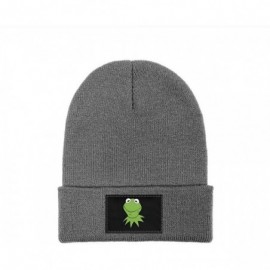 Skullies & Beanies Mens Womens Warm Solid Color Daily Knit Cap Funny-Green-Frog-Sipping-Tea Headwear - Gray-5 - C718NHWZO5T $...