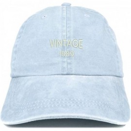 Baseball Caps Small Vintage 1989 Embroidered 31st Birthday Washed Pigment Dyed Cap - Light Blue - C518C6QR5UX $15.66