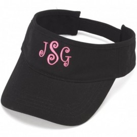 Visors Woman's Monogrammed Black Twill Sun Visor - CX12DMTLLV9 $20.18