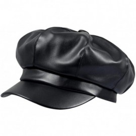 Newsboy Caps Women Newsboy Hat Cap for Ladies Visor Beret Hat - 3a116-pu Leather-black - C518Y62EWCS $9.99