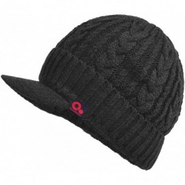 Skullies & Beanies Daily Knit Visor Brim Beanie Hat Fleece Lined Skull Ski Cap - Dark Gray-ck - C8186SE7URM $15.14